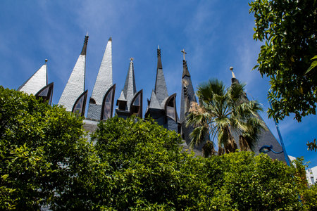 Seville, Spain - June 06, 2023 Architecture and cityscape of Cartuja Island, one of the neighborhoods of Seville, emblematic city and capital of Andalusia.のeditorial素材