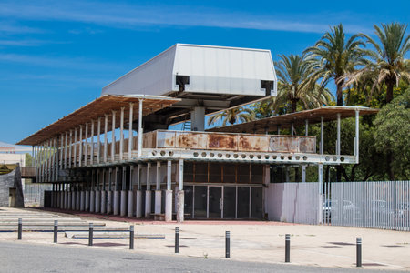 Seville, Spain - June 06, 2023 Architecture and cityscape of Cartuja Island, one of the neighborhoods of Seville, emblematic city and capital of Andalusia.のeditorial素材