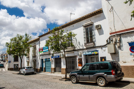 Carmona, Spain - June 10, 2023 Architecture and cityscape of Carmona's town. View of the narrow white streets of one of the oldest cities in Europe and an emblematic place in Andalusia, southern Spainのeditorial素材