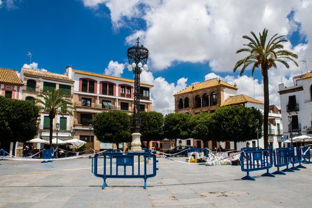 Carmona, Spain - June 10, 2023 Architecture and cityscape of Carmona's town. View of the narrow white streets of one of the oldest cities in Europe and an emblematic place in Andalusia, southern Spainのeditorial素材