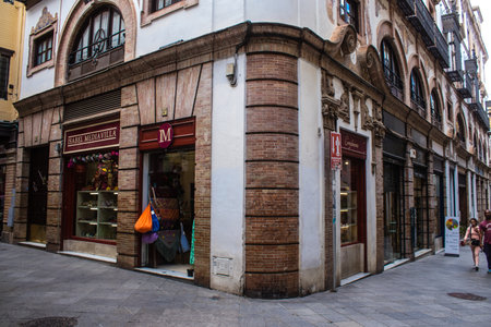 Sevilla, Spain - June 13, 2023 Architecture and cityscape of the city center of Sevilla, an emblematic city and the capital of Andalusia.のeditorial素材
