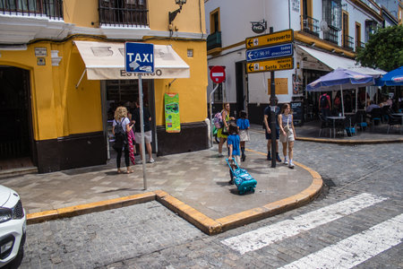 Sevilla, Spain - June 13, 2023 Architecture and cityscape of the city center of Sevilla, an emblematic city and the capital of Andalusia.のeditorial素材