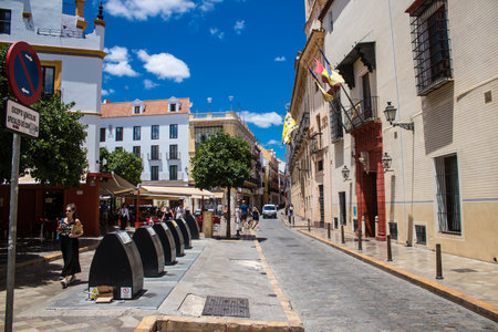 Sevilla, Spain - June 13, 2023 Architecture and cityscape of the city center of Sevilla, an emblematic city and the capital of Andalusia.のeditorial素材