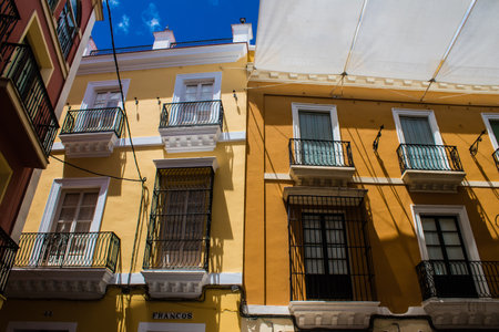 Sevilla, Spain - June 13, 2023 Architecture and cityscape of the city center of Sevilla, an emblematic city and the capital of Andalusia.のeditorial素材
