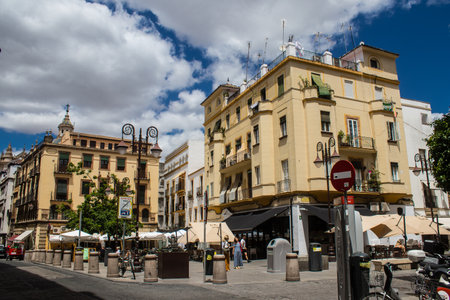 Sevilla, Spain - June 13, 2023 Architecture and cityscape of the city center of Sevilla, an emblematic city and the capital of Andalusia.のeditorial素材