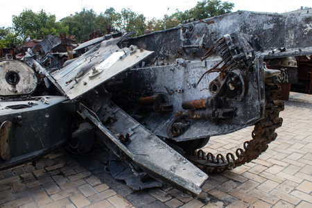 The exhibition of destroyed Russian military equipment is an outdoor exhibit and features Russian...