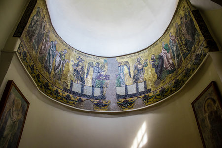 Inside Saint Sophia Cathedral in Kyiv, an architectural monument of Kievan Rus. The former cathedral...