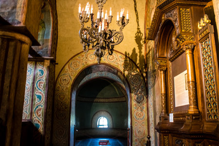 Inside Saint Sophia Cathedral in Kyiv, an architectural monument of Kievan Rus. The former cathedral is one of the city's best known landmarks and the first heritage site in Ukraine to be inscribed on the World Heritage List. The cathedral is famous for iのeditorial素材