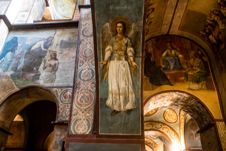 Inside Saint Sophia Cathedral in Kyiv, an architectural monument of Kievan Rus. The former cathedral is one of the city's best known landmarks and the first heritage site in Ukraine to be inscribed on the World Heritage List. The cathedral is famous for iのeditorial素材