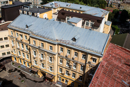 Building and architecture of the city of Kyiv, the capital of Ukraine during the war with Russia, the historical and modern buildings of Kyiv are the target of Russian missiles or drones. Thanks to a high-performance air defense system provided by NATO, iのeditorial素材