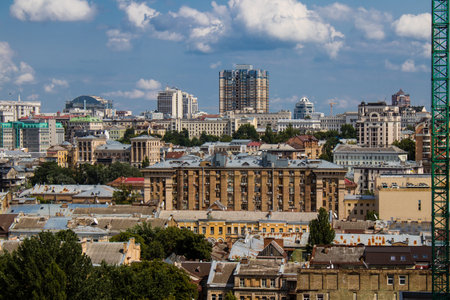 Building and architecture of the city of Kyiv, the capital of Ukraine during the war with Russia, the historical and modern buildings of Kyiv are the target of Russian missiles or drones. Thanks to a high-performance air defense system provided by NATO, iのeditorial素材