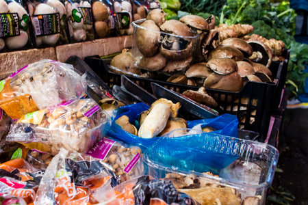 Tel Aviv, Israel - December 18, 2023 Fresh fruits and vegetables sold daily at the Carmel Market (Shuk Hacarmel). This market is one of the largest and most famous in Tel Avivのeditorial素材