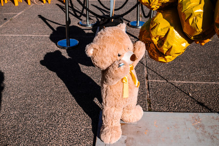 Tel Aviv, Israel - December 16, 2023 At Tel Aviv Museum of Art, on what is now known as Hostages Square, people staged and wanted to represent the massacre of October 7のeditorial素材