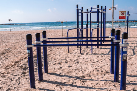Tel Aviv, Israel - December 14, 2023 Beaches are known for their cleanliness. People often go there...