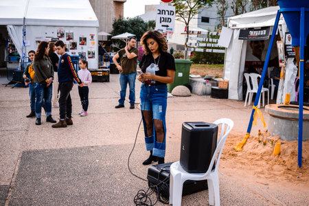 Tel Aviv, Israel - December 10, 2023 People gathered in front of the Tel Aviv Museum of Art, on what...