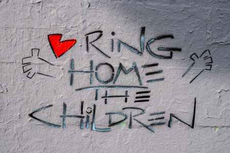 Tel Aviv, Israel - December 10, 2023 Demonstration in front of the Tel Aviv Museum of Art, on what is now known as Hostages Square. People displayed photos of Hamas hostages and messages of supportのeditorial素材