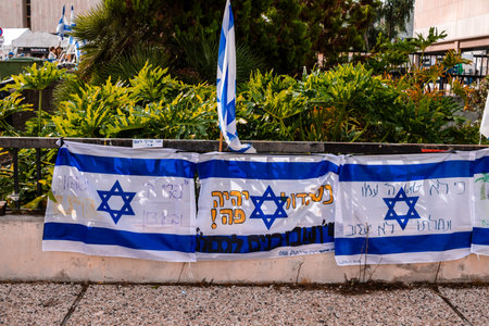 Tel Aviv, Israel - December 10, 2023 Demonstration in front of the Tel Aviv Museum of Art, on what...