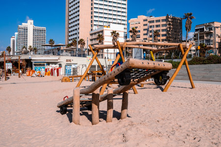 Tel Aviv, Israel - December 14, 2023 Beaches are known for their cleanliness. People often go there...