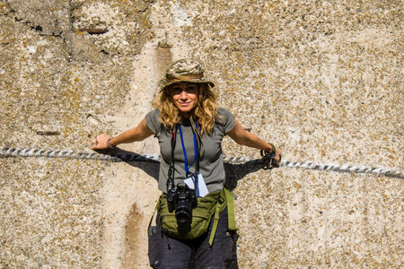 Donbass, Ukraine, July 06, 2024 Journalists at the frontline in the gray zone between Ukrainian and...