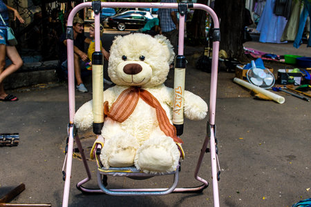 Odessa, Ukraine, July 20, 2024 Starokonnyi flea market is one of the most colorful places in Odessa. In this unique place we find rare objects, worthless plastic trinkets and second hand objects.のeditorial素材