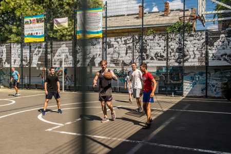 Odessa, Ukraine, July 20, 2024 Cityscape, during the war with Russia, buildings in Odessa are the target of Russian missiles and people are on the street even though sirens sound every day.のeditorial素材