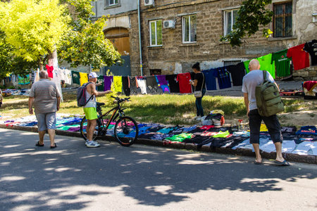 Odessa, Ukraine, July 20, 2024 Starokonnyi flea market is one of the most colorful places in Odessa. In this unique place we find rare objects, worthless plastic trinkets and second hand objects.のeditorial素材
