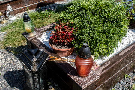 Lviv, Ukraine, August 28, 2024 Military cemetery of Lviv. Graves of soldiers, heroes who defended Ukraine are covered with flowers stretching as far as the eye can see. New burials being added daily.のeditorial素材