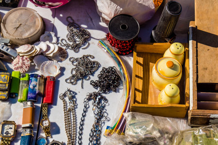 Odessa, Ukraine, July 20, 2024 Starokonnyi flea market is one of the most colorful places in Odessa. In this unique place we find rare objects, worthless plastic trinkets and second hand objects.のeditorial素材