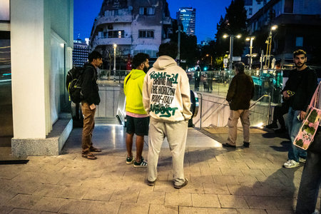 Tel Aviv, Israel, March 9, 2026 Residents wait in the reinforced underground levels of a Tel Aviv...