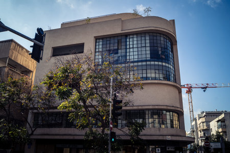 Tel Aviv, Israel, March 15, 2026 Architectural street scene featuring the iconic buildings and urban...