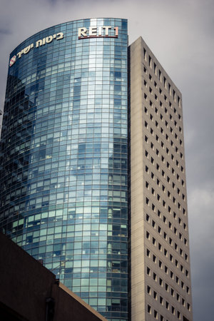 Tel Aviv, Israel, February 25 2026, modern residential building with balconies and urban...
