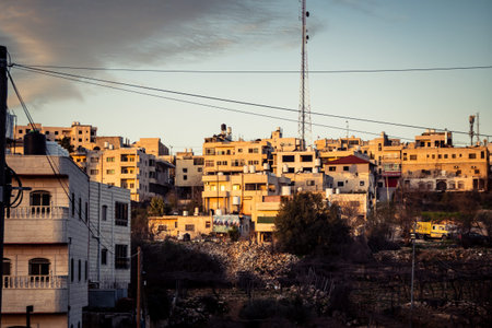 Hebron, West Bank, February 9, 2026 Panoramic views of the ancient buildings and rooftops in the Old...