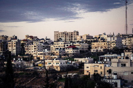 Hebron, West Bank, February 9, 2026 Panoramic views of the ancient buildings and rooftops in the Old...