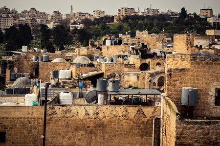Hebron, West Bank, February 9, 2026 Panoramic views of the ancient buildings and rooftops in the Old...