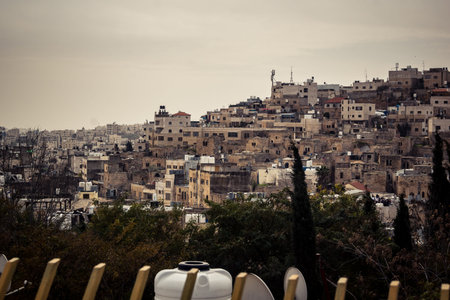 Hebron, West Bank, February 9, 2026 Panoramic views of the ancient buildings and rooftops in the Old...