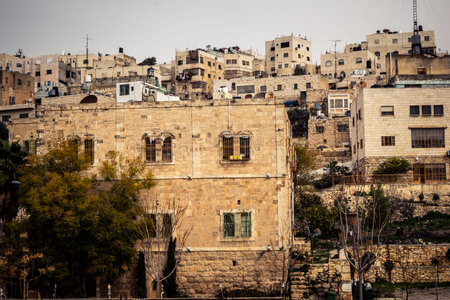 Hebron, West Bank, February 9, 2026 Panoramic views of the ancient buildings and rooftops in the Old...