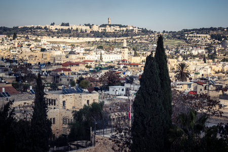 Jerusalem, Israel, December 15, 2025 Cityscape of the city of Jerusalem showcasing its unique blend of ancient history and modern development.のeditorial素材