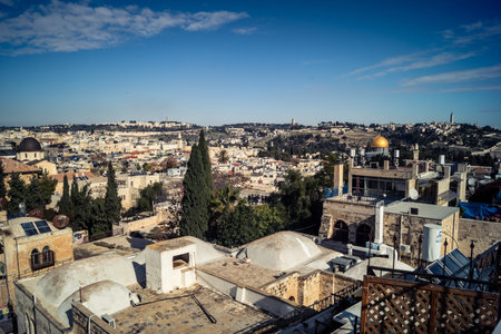 Jerusalem, Israel, December 15, 2025 Cityscape of the city of Jerusalem showcasing its unique blend...