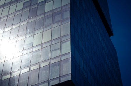 Tel Aviv, Israel, March 17, 2026 Architectural study of the geometric glass surfaces of the modern...