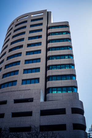 Tel Aviv, Israel, March 17, 2026 Detailed view focusing on the geometric alignment and vertical...