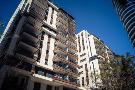 Tel Aviv, Israel, March 17, 2026 Panoramic documentation of the architectural density and ongoing...