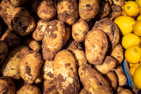 Hebron, West Bank, Palestine - February 12, 2026 Fresh vegetables on display at a traditional street stall in the old city of Hebron. Daily economic activity and trade in the Palestinian territory.のeditorial素材