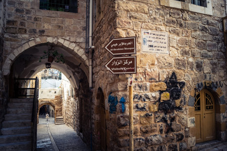 Hebron, West Bank, December 19, 2025 Alleyways and stone arches in the Old City. The traditional...