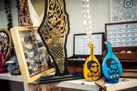 Hebron, Palestinian Territory, February 5, 2026 Local souvenir shop in the old city. Traditional...