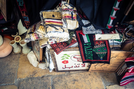 Hebron, Palestinian Territory, February 5, 2026 Local souvenir shop in the old city. Traditional...