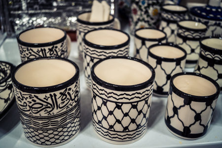 Hebron, West Bank, February 9, 2026 Traditional handicrafts and souvenirs displayed in a shop in the Old City of Hebron. A glimpse of local culture and resilience in the historic City of Abraham.のeditorial素材