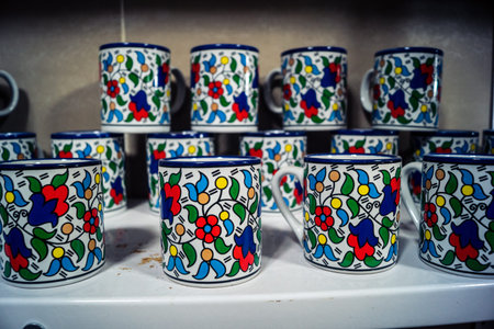 Hebron, West Bank, February 9, 2026 Traditional handicrafts and souvenirs displayed in a shop in the Old City of Hebron. A glimpse of local culture and resilience in the historic City of Abraham.のeditorial素材