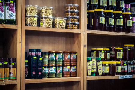 Jerusalem, Israel - February 17, 2026 Elegance of fine grocery at Mahane Yehuda, showcasing...