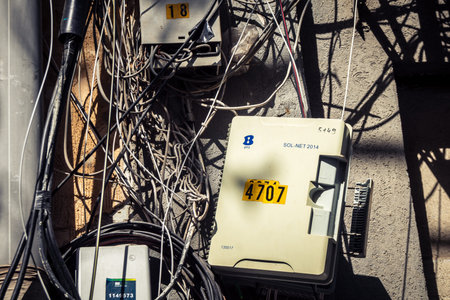 Tel Aviv, Israel, March 12, 2026 Urban street life and atmosphere in the Florentin neighborhood, famous for its street art, graffiti and bohemian spirit, illustrating local culture and industrial architecture in the south of the city.のeditorial素材