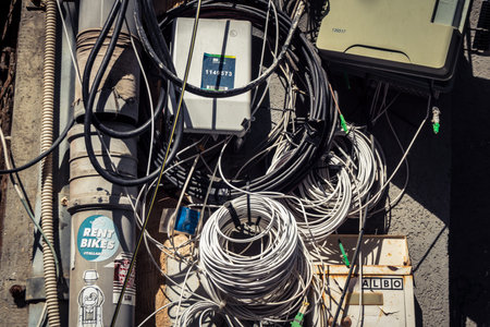 Tel Aviv, Israel, March 12, 2026 Urban street life and atmosphere in the Florentin neighborhood, famous for its street art, graffiti and bohemian spirit, illustrating local culture and industrial architecture in the south of the city.のeditorial素材